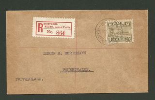 1936 Nauru Central Pacific Registered Cover Nsw Transit Swiss Arrival Cancels
