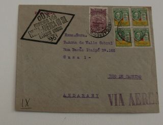 1931 Brasil Air Mail Cover Cancel Dox 1°flight Europe - South America - Usa - &74