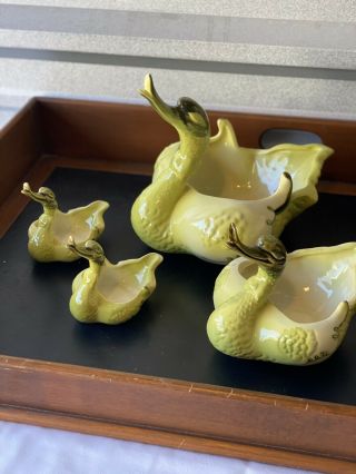 Vintage Hull Pottery Swan Planters Set Of 4 80 Made In Usa,  One Has Manu.  Defect