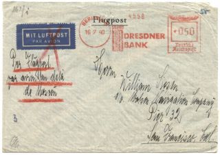 Germany,  Wwii Airmail,  1940 Cover To Usa W/berlin Meter,  " Airmail From Moscow "