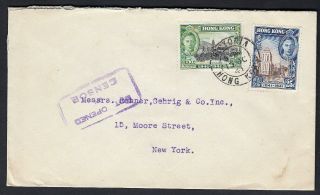 1092 - Fine Hong Kong Shanghai Banking Corp.  1941 Kgvi Censor Cover To Nyc