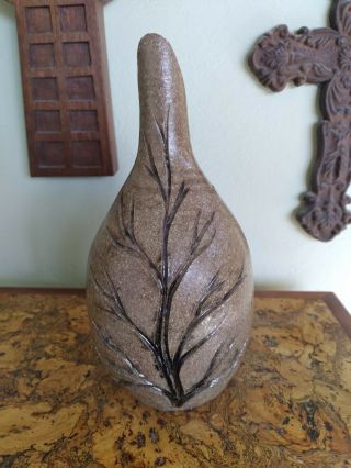Mid Century Studio Pottery Vase " Tree Of Life "