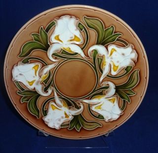 Villeroy & Boch Lilly Of The Valley Majolica Plate (8 ") Marked Vbs Art Nouveah