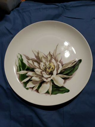 Vintage 12” Platter Santa Anita Ware Night Blooming Cereus Flowers Of Hawaii
