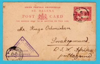 Boer War Cencored Postal Card 1902 St.  Helena Deadwood Camp To South West Africa