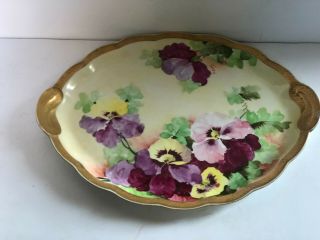 Ginori Italy Floral Vanity Dresser Tray With Heavy Gold Trim Hand Painted Signed