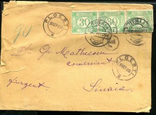 Romania 1901 Local Cover 30x30 Bani Postage Due Stamps