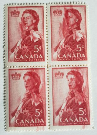Ink Smear Error Canada 386 Block 4 Stamps