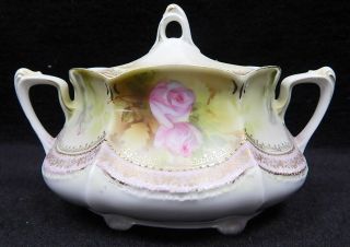 Reinhold Schlegelmilch Rs Prussia Red Mark Porcelain Floral Covered Tureen