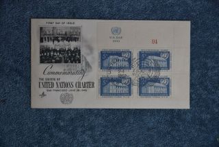 1952 Un Charter Fdc - Inscription Block - Art Craft Cachet (with Control Number)