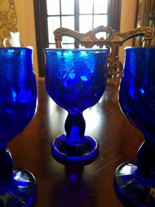 4 Franciscan Crystal Cabaret Cobalt Wine goblets 5 1/4 