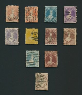 Zealand Stamps 1862 - 1871 Qv Chalon Heads,  Range Of Perforations & Shades