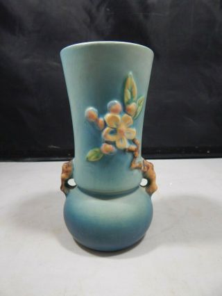 Vintage (?) Roseville Blue Apple Blossom Vase 381 - 6; 6.  25 " Tall; Usa