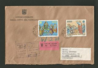 Attractive High Value Airmail Stamps On Vatican City Registered Cover