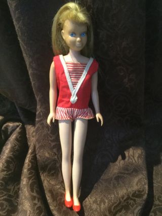 Vintage1963 Mattel Skipper Doll In Red Outfit With Matching Shoes Blonde