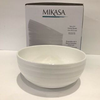 Mikasa Ciara Set Of 4 White Cereal Soup Bowls Bone China 6 Inches Nib