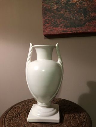 Vintage Haeger Pottery Ivory Feather Handle Vase