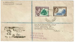 Gilbert & Ellice 1954 Fanning Island Cancel On Registered Cover To The U.  S.