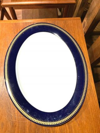 Romanov Large Serving Platter 12 1/2 " X 16 " Cobalt Blue & White W/24ct.  Gold