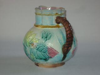 Antique SAMUEL LEAR Majolica - Pond Lily & Rope Pattern - 6.  75 