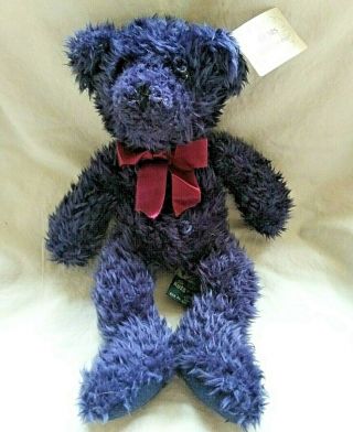 Russ Berrie Barnaby Bears From The Past Purple Plush Animal Red Bow With Tag 12 "