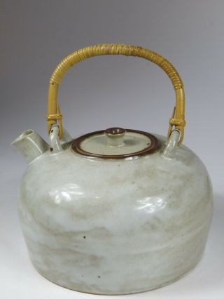 Mid Century Vintage Dansk Pottery Stoneware Teapot Rare Bamboo Handle Japan