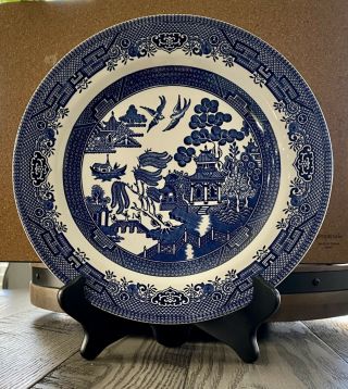 Set Of 4 Blue Willow Dinner Plates Churchill England
