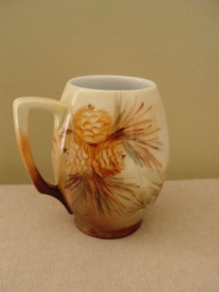 Antique Hand Painted Rosenthal Porcelain Pine Cone Beer Tankard Stein