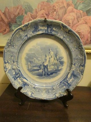 Antique Ironstone Blue T.  Goodfellow Colonna Staffordshire England Dinner Plate