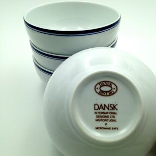 Set Of 4 Dansk Bistro Christianshavn Blue Cereal Bowls 5 Inch Portugal Euc