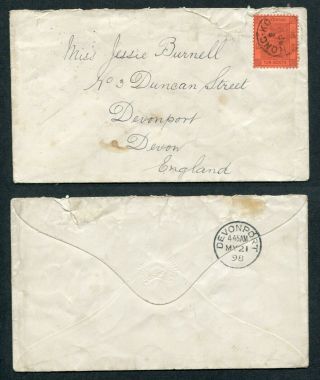 1898 China Hong Kong Gb Qv 10c Stamp On Cover To England,  Gb Uk