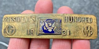 1931 Badge Nra National Rifle Association Us Presidents Hundred Medal Pin Award