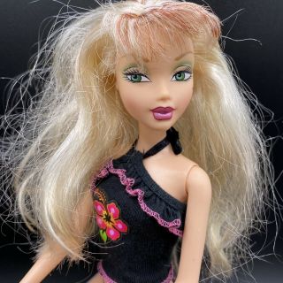 Barbie My Scene Doll Delancey Jammin In Jamaica Green Eyes Blonde Floral Top Bl1