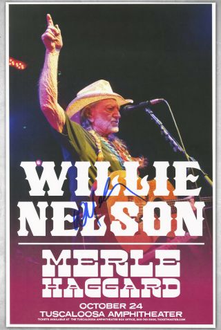 Willie Nelson Autographed Concert Poster On The Road Again