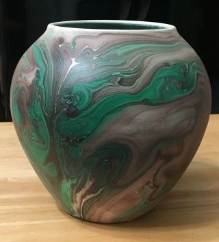 Vintage Art Air Force Academy Pottery Swirl Multi - Color Vase Pot Planter 6 "