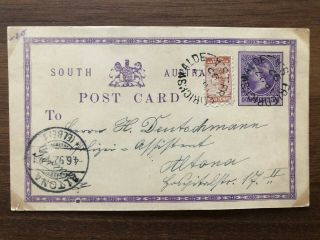 South Australia Old Postcard Friedrichswalde To Altona Germany 1892