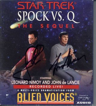 Leonard Nimoy & John De Lancie Signed Auto Spock Vs.  Q Cd Cover Star Trek Jsa