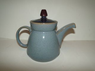 Denby Storm Gray/plum Pullman Teapot 7 1/2 " Tall,  9 " Wide.  Exc.  - Rare - Vhtf