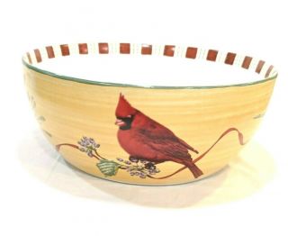 Lenox Winter Greetings Everyday 10 " Serving Bowl Cardinal Birds Euc