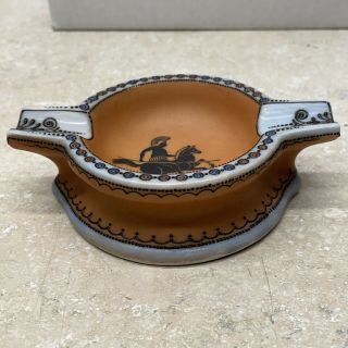 Rare Antique Nippon Noritake Hand Painted Ashtray With Warrior Rider On Horse