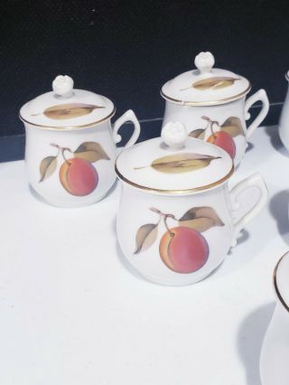 6 Vintage Royal Worcester Evesham Gold pots de creme lids & pots 2