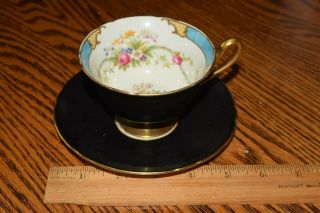 Vintage Shelley Fine Bone China Tea Cup/saucer Gorgeous - Black Exterior Floral