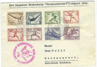 Germany 1.  8.  1936 Olympics Set On Olympic Zeppelin Flight Cover