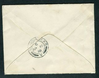 1918 China O/P Hong Kong KGV 4c stamp on cover Liu Kung Tau to GB UK via Canada 3