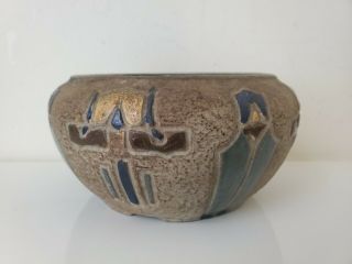 Roseville Pottery Mostique Arts & Crafts Small Bowl Green Interior Rv Stamp Htf