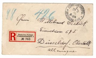 1905 German P.  O.  In Turkey To Germany Registered Cover / Franking.