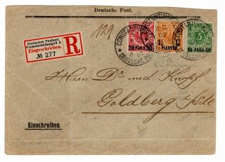 1900 German P.  O.  In Turkey To Germany Registered Cover / Franking.