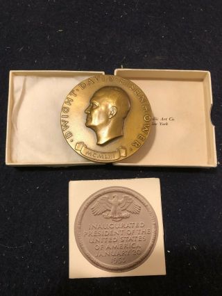Vtg 1953 Medallic Art Dwight Eisenhower Inauguration Bronze Medal Box
