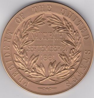Us President Chester Arthur Inauguration 3 " Bronze Medal