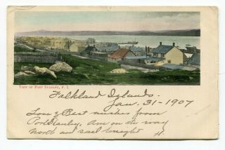 Falkland Islands 1907 Port Stanley - Edward Franking Picture Postcard To Usa